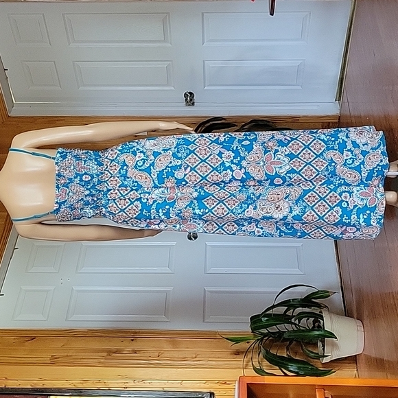 Xhilaration Turqouise Floral Maxi Dress - Picture 3 of 6